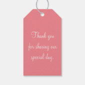 Koraal roze flip flop strand bruiloft gunst cadeau cadeaulabel (Achterkant)