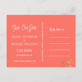 Koraal Roze FOTO Goud Typografie Huwelijk Save Dat Aankondigingskaart (Achterkant)