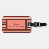 Koraal Roze Gestreepte Reiszak ID Custom Bagagelabel (Voorkant horizontaal)