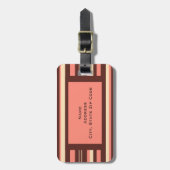Koraal Roze Gestreepte Reiszak ID Custom Bagagelabel (Voorkant verticaal)
