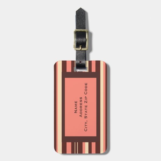 Koraal Roze Gestreepte Reiszak ID Custom Bagagelabel (Voorkant verticaal)