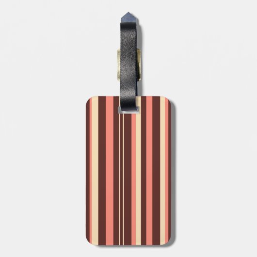 Koraal Roze Gestreepte Reiszak ID Custom Bagagelabel (Achterkant verticaal)