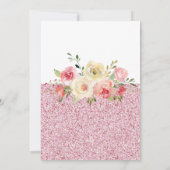 Koraal & Roze Glitter Bloemen Eerste Verjaardagsfe Kaart (Achterkant)