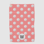Koraal Roze Golf Bal Patroon Monogram Gepersonalis Golfhanddoek (Voorkant)