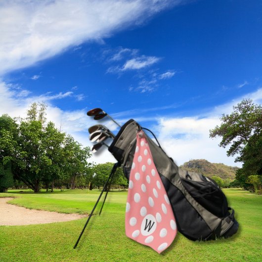 Koraal Roze Golf Bal Patroon Monogram Gepersonalis Golfhanddoek
