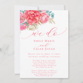 Koraal Roze Goud Bloemen Intieme Courthouse bruilo Kaart (Voorkant)