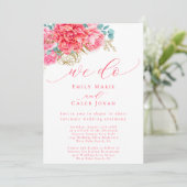 Koraal Roze Goud Bloemen Intieme Courthouse bruilo Kaart (Staand voorkant)