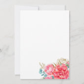Koraal Roze Goud Bloemen Intieme Courthouse bruilo Kaart (Achterkant)