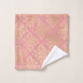  koraal roze goud damast distressed chic bad handdoek (Wasdoekje)