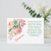 Koraal Roze Groen Bloemen Bruiloft Detail Invoegen RSVP Kaartje (Staand voorkant)