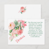 Koraal Roze Groen Bloemen Bruiloft Detail Invoegen RSVP Kaartje (Voorkant / Achterkant)