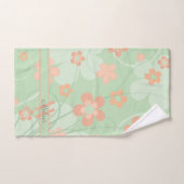 Koraal roze Groene Bloemen Lente Bloemen Monogram Bad Handdoek (Handdoek)