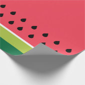 Koraal Roze Groene Watermeloen Fruit Stripes Patro Cadeaupapier (Hoek)