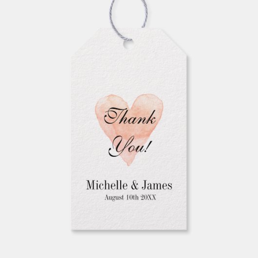Koraal roze hart bruiloft dank u gunst cadeau labe cadeaulabel (Achterkant)