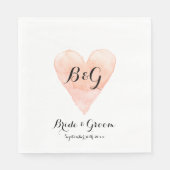 Koraal roze hart elegante bruiloft lunch servetten (Voorkant)