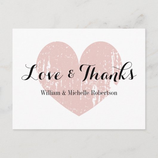  koraal roze hart liefde en bedankt briefkaarten (Voorkant)