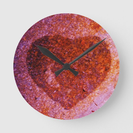 koraal roze hart ronde klok (Voorkant)