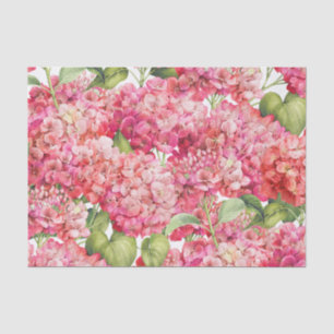 Koraal Roze Hydrangea Floral Pattern Tissuepapier