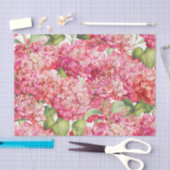 Koraal Roze Hydrangea Floral Pattern Tissuepapier (Craft)
