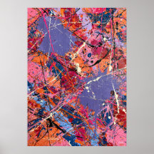 Koraal Roze Lavendel Abstract Spat Kunst
