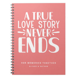 Koraal Roze Love Story Eindigt nooit Keepsake Noti Notitieboek