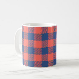 Koraal Roze Marine Blauw Vierkant Rechthoek Patroo Koffiemok