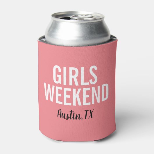 Koraal Roze Meidenweekend Blikkoeler Blikjeskoeler (Blikje Voorkant)