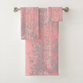 Koraal roze meisjes surfstijl spray en stippen bad handdoek