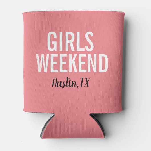 Koraal Roze Meisjesweekend Blikje Koeler (Voorkant)