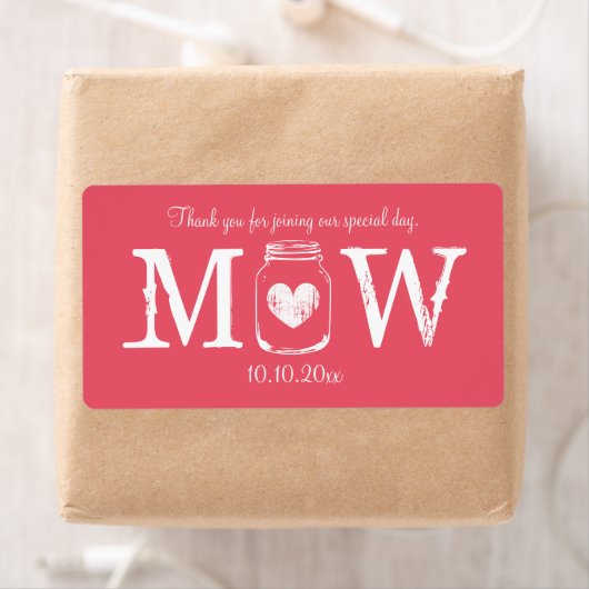 Koraal roze metselaarpot bruiloft water flesetiket etiket (Insitu)