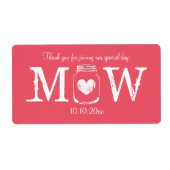 Koraal roze metselaarpot bruiloft water flesetiket etiket (Voorkant)