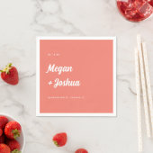 Koraal Roze Minimalistische Script Wedding Servet (Insitu)