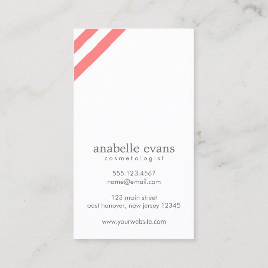 Koraal Roze Modern Hart en wervelingen Visitekaartje (Achterkant)