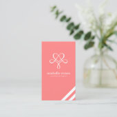 Koraal Roze Modern Hart en wervelingen Visitekaartje (Staand voorkant)