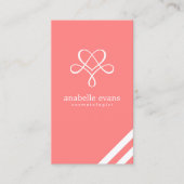 Koraal Roze Modern Hart en wervelingen Visitekaartje (Voorkant)