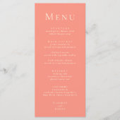 Koraal Roze Moderne Minimalistische Wedding Menu K (Voorkant)
