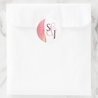 Koraal Roze Monogram Bruiloft Favor Stickers