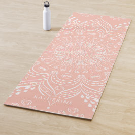 Koraal Roze Mooie Mandala Gepersonaliseerde Boho Yogamat