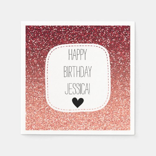 Koraal Roze Ombre Faux Glitter Servetten (Voorkant)