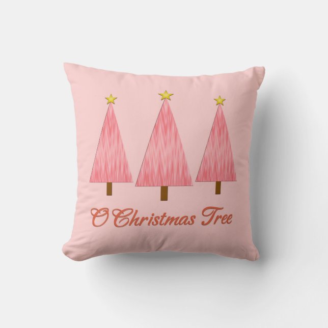 Koraal Roze Ombre Patroon Moderne Kerstbomen Kussen (Voorkant)