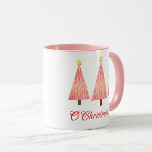 Koraal Roze Ombre Patroon Moderne Kerstbomen Mok (Voorkant rechts)