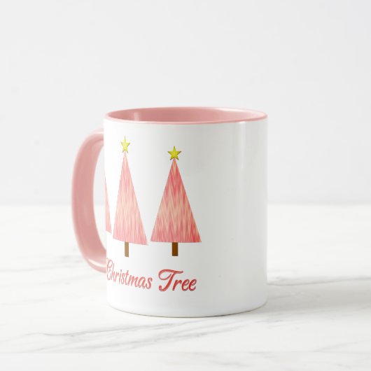 Koraal Roze Ombre Patroon Moderne Kerstbomen Mok (Voorkant links)