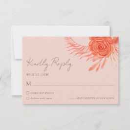Koraal Roze Oranje Blush Bloemige Trouw RSVP Kaart