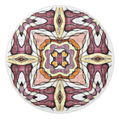 Koraal Roze Perzik Sinaasappel Mauve Taupe Tribal  Keramische Knop (Voorkant)