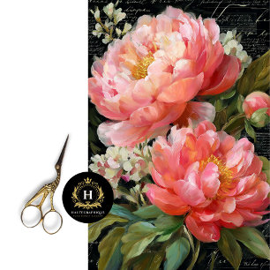 Koraal Roze Pioen Bloem Decoupage Tissuepapier