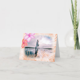 Koraal, Roze Plumeria Flowers Hartelijk dank Bedankkaart