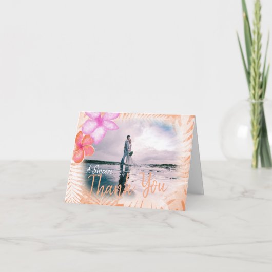 Koraal, Roze Plumeria Flowers Hartelijk dank Bedankkaart (Voorkant)