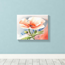 Koraal Roze Poppy Flower Stretched Canvas Print
