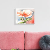 Koraal Roze Poppy Flower Stretched Canvas Print (Insitu (Woonkamer))