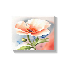 Koraal Roze Poppy Flower Stretched Canvas Print